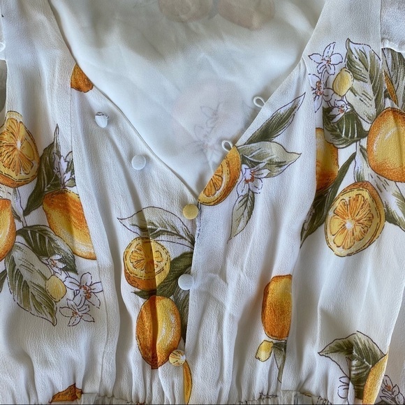 For Love & Lemons Limonada Lemon Crop Jumpsuit Sz XS Flutter Sleeves Belted GUC - Picture 8 of 14